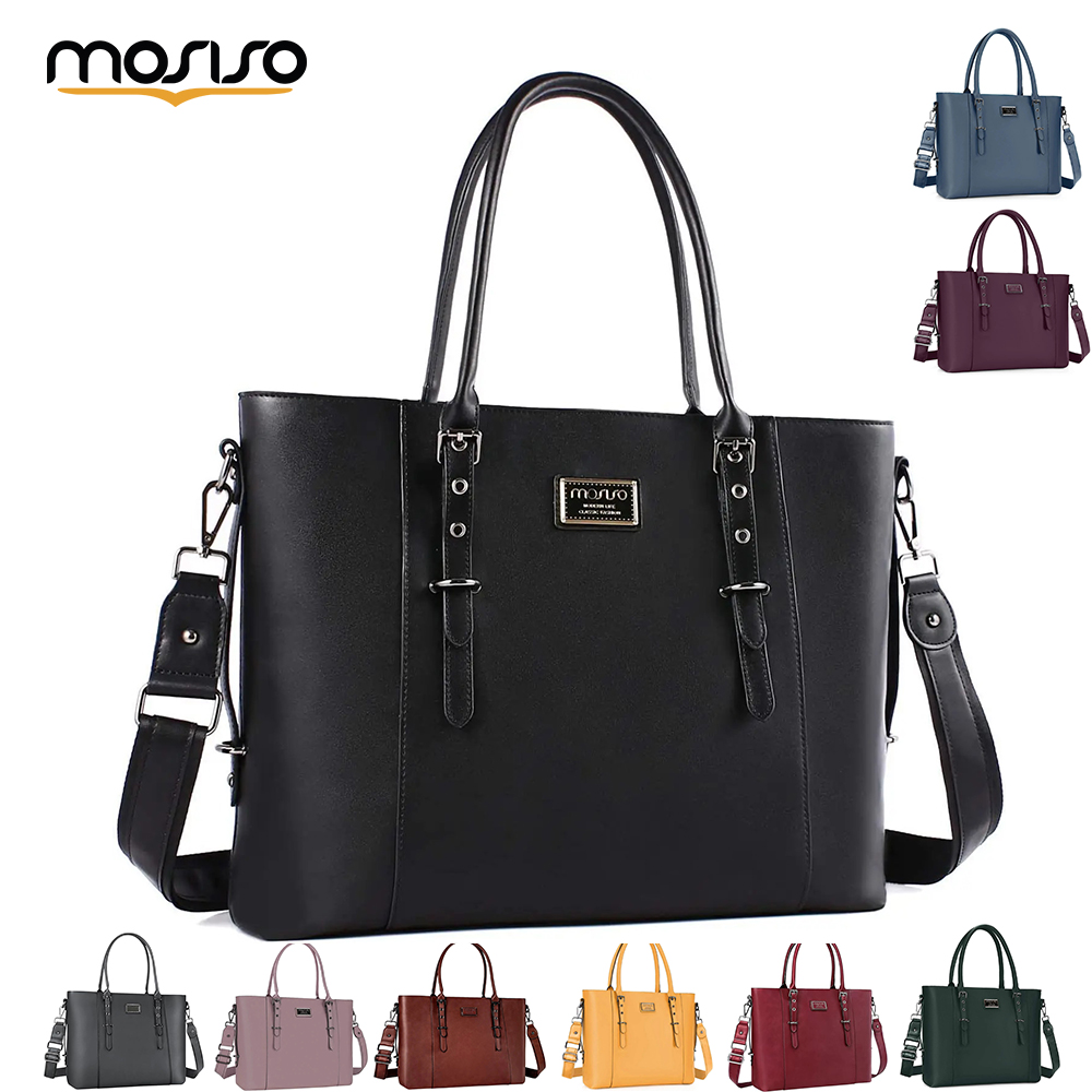 Leather Briefcase - MOSISO Tote Bag for Women MacBook