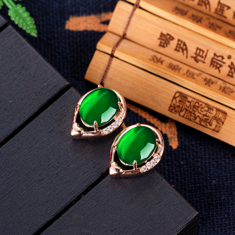 Natural Jade Flower Earrings S - Gold Plated Jewelry ulasan dan harga